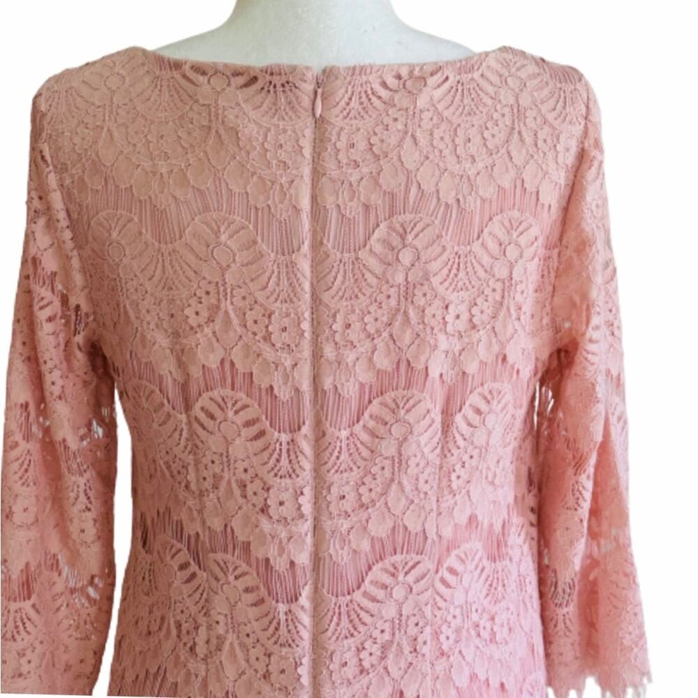 Jessica Howard Dress Blush Pink Lace 3/4 Sleeve Lined Sheath Party Size 8P - Picture 6 of 11